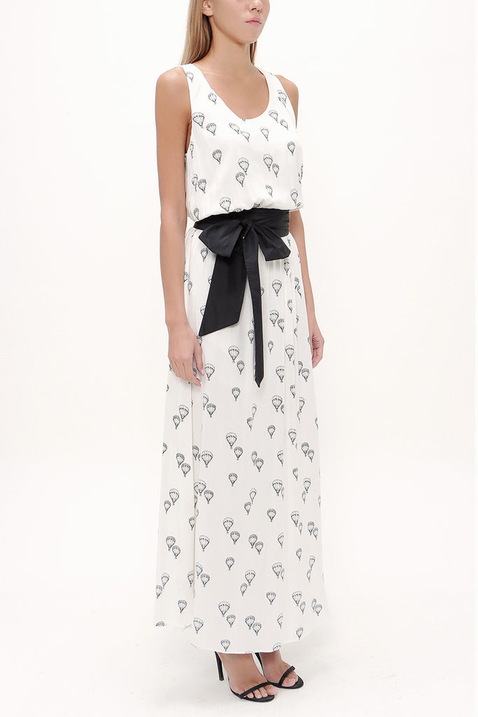 White Belt detail Printed maxi dress 92316