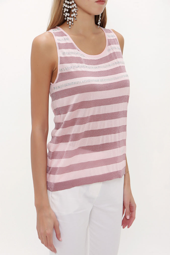 Pink Gem  sleeveless tricot  blouse  28484