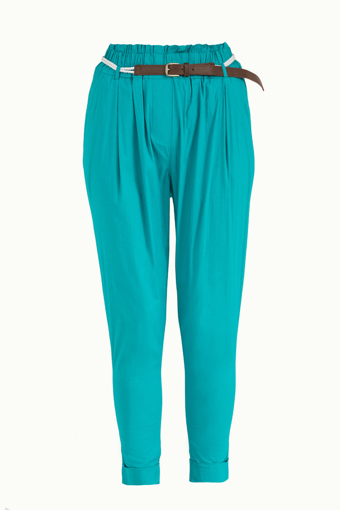 Water green Wide cut cotton pants 40687