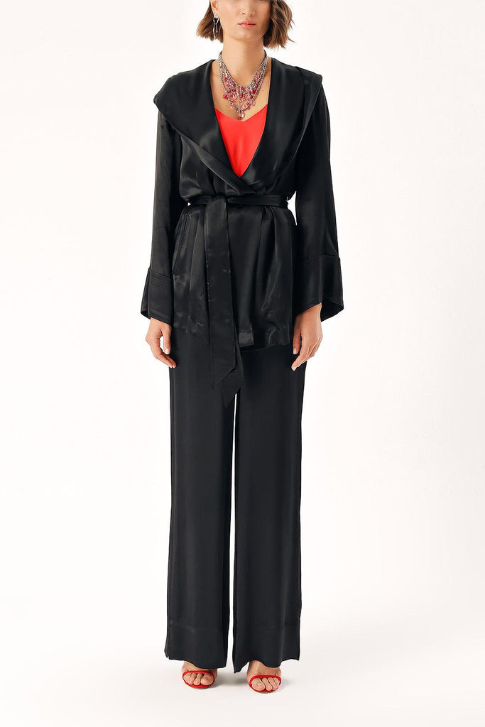 Black Two-piece suit with hoodie and trousers 12325