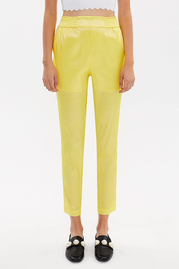 Yellow Elastic waist pants 41356