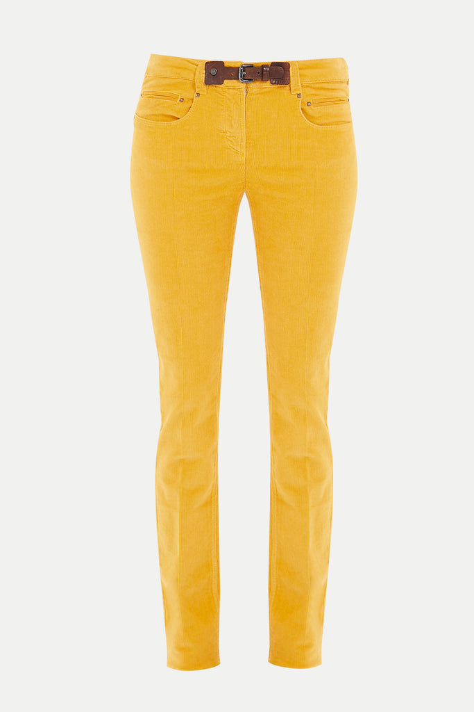 Mustard Leather accessories Velvet pants 40754