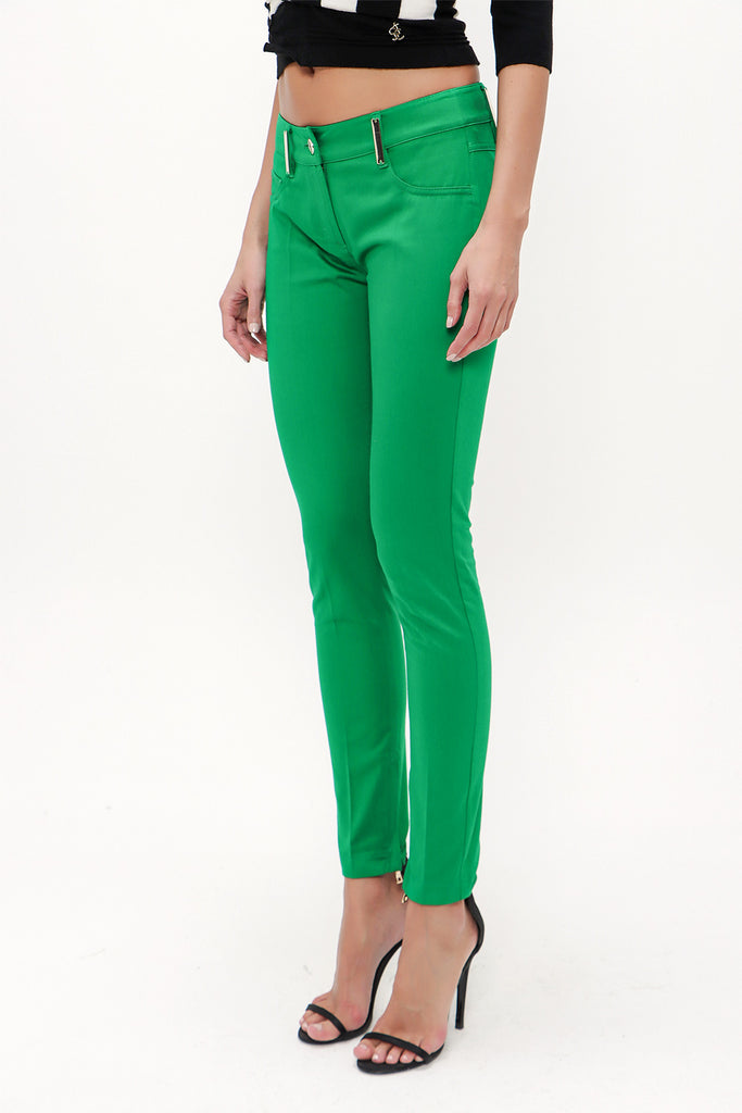 Green Slim fit cotton pants 40932