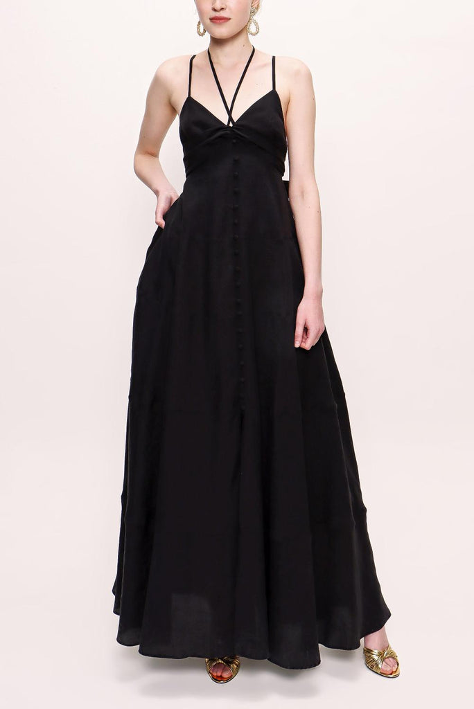 Black V neck sleeveless dress 93563